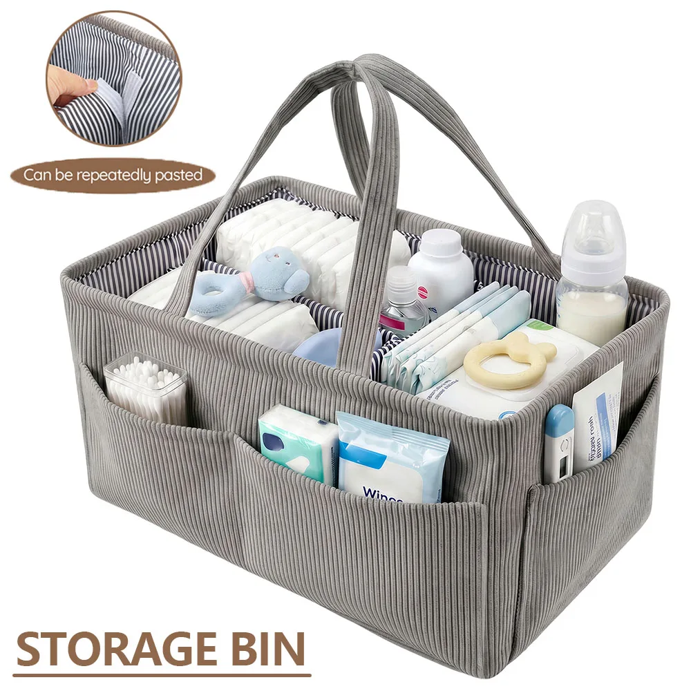 Baby Nursery Organizer - Baby Nappy Caddy Organizer Foldable Corduroy
