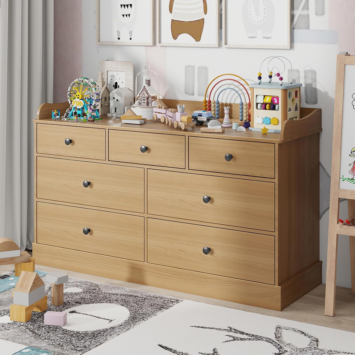 Baby Nursery Chest Of Drawers - Kids Dresser with 7 Drawers &
