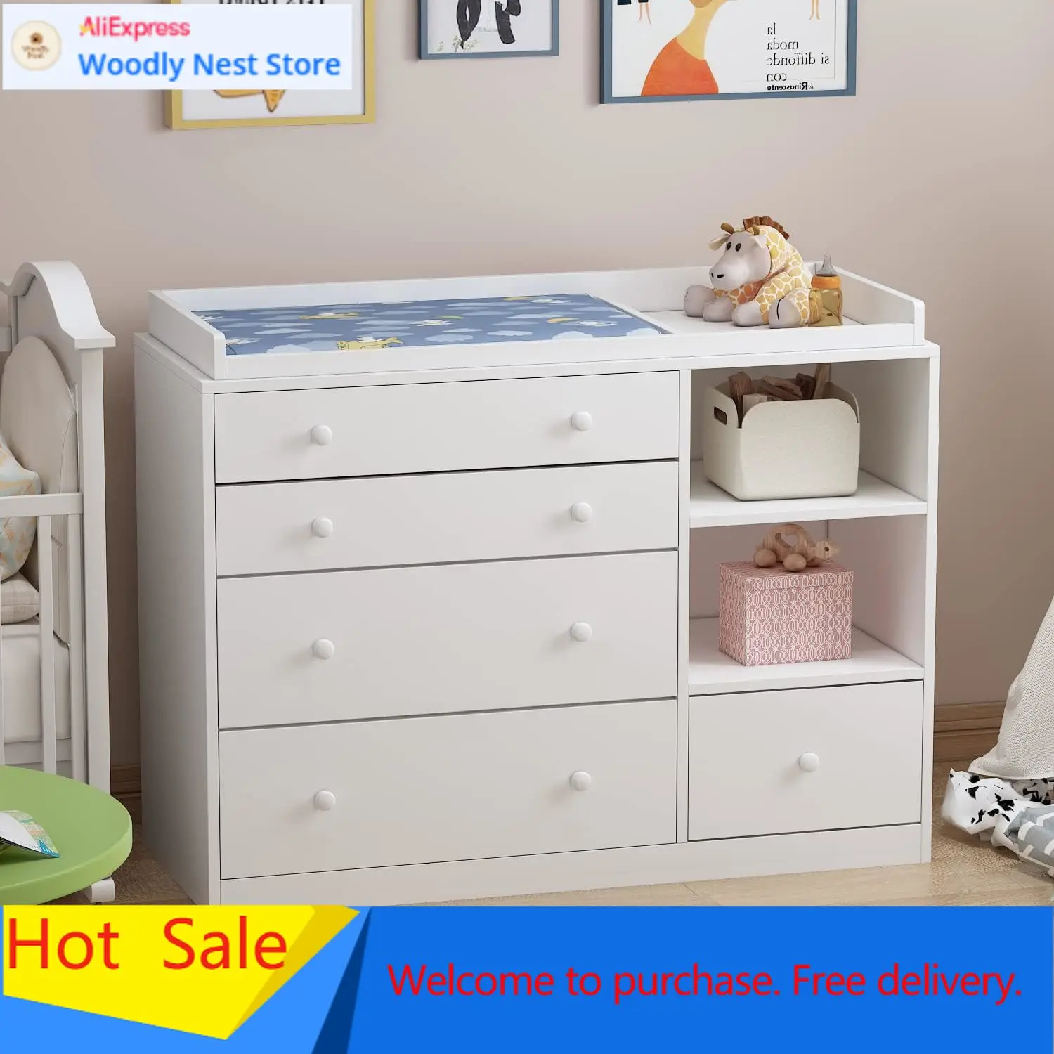 Nursery Baby Dresser, White Be - Baby Nursery Chest Of Drawers recension och pris