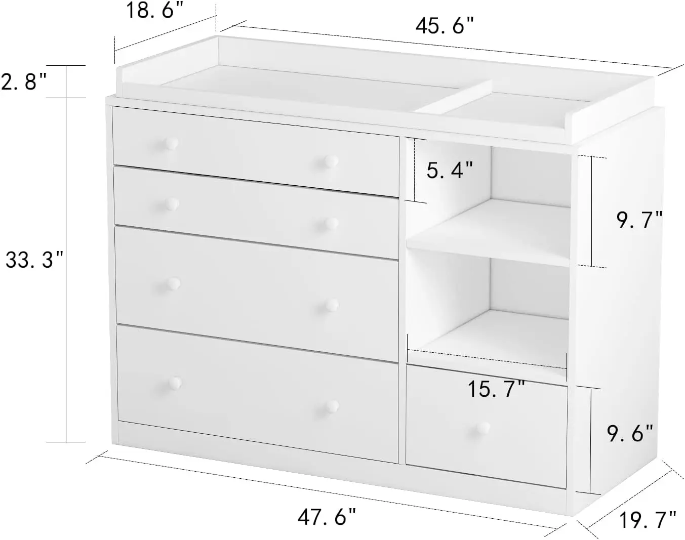 Nursery Baby Dresser, White Be - Baby Nursery Chest Of Drawers recension och pris