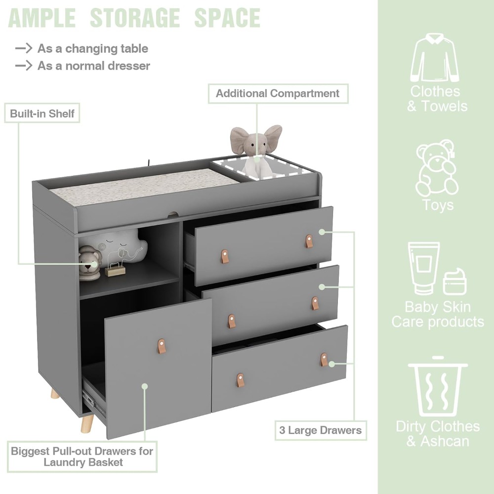 Baby Dresser Changing Table, T - Baby Nursery Chest Of Drawers recension och pris