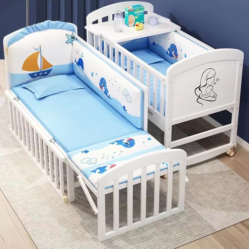 Wood Baby Crib With Mosquito N - Convertible Crib Set recension och pris