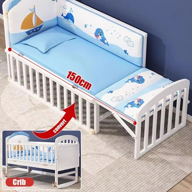 Wood Baby Crib With Mosquito N - Convertible Crib Set recension och pris