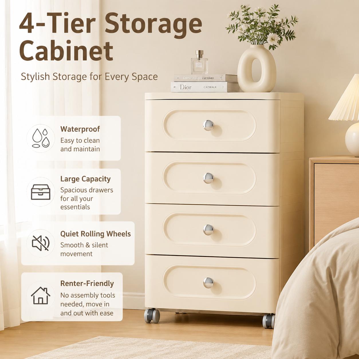4-Drawer Rectangle Rolling Sto - Baby Nursery Organizer recension och pris