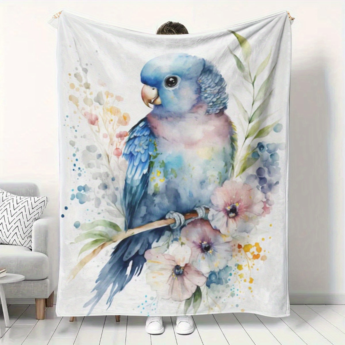 Watercolor Parrot Floral Blank - Baby Nursery Accent Wall recension och pris