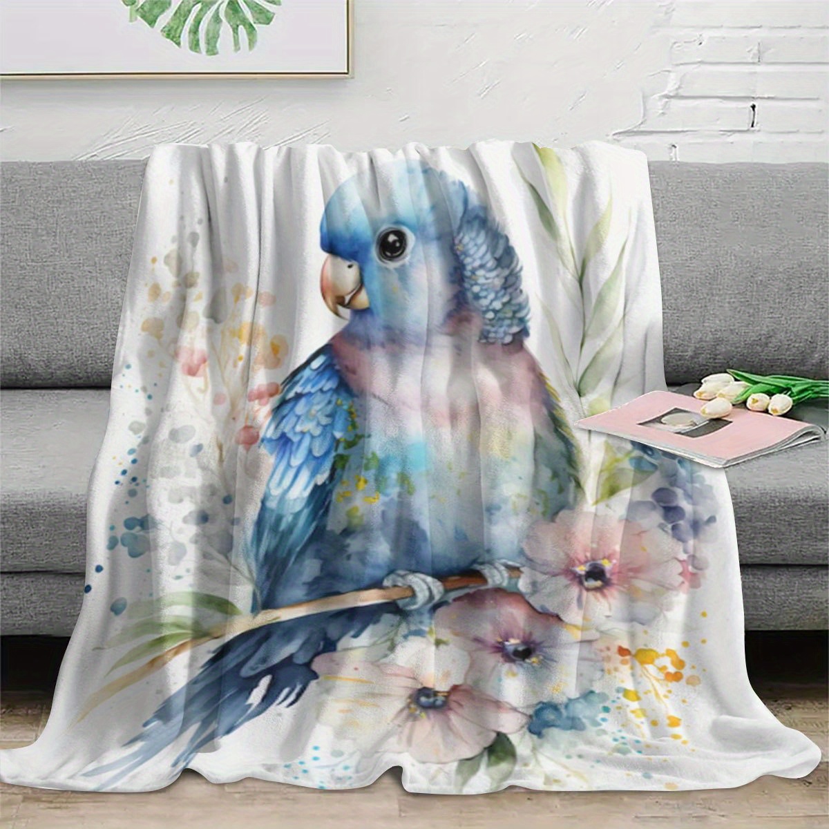 Watercolor Parrot Floral Blank - Baby Nursery Accent Wall recension och pris