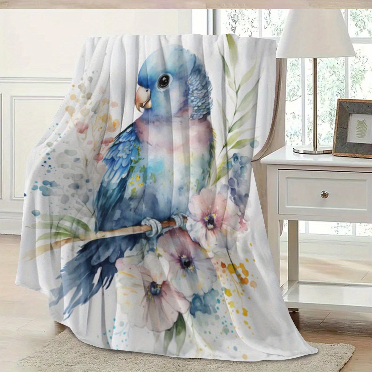 Watercolor Parrot Floral Blank - Baby Nursery Accent Wall recension och pris