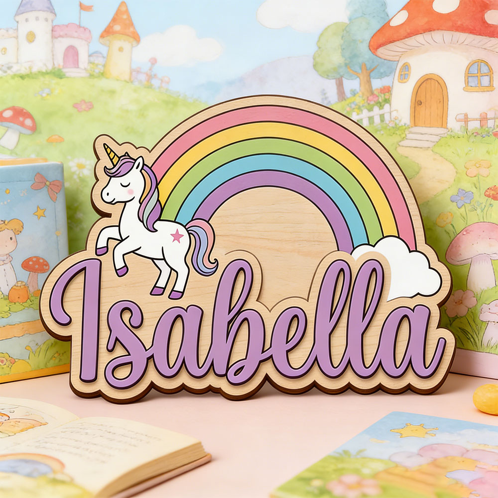 Unicorn & Pastel Rainbow Custo - Baby Nursery Pictures recension och pris