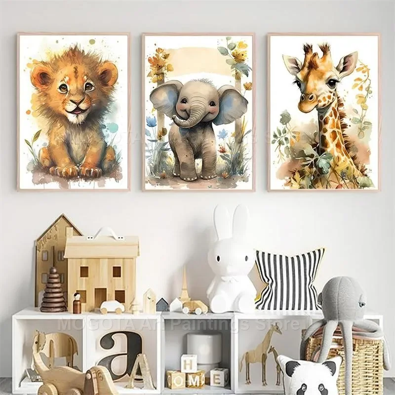Watercolor Lion Giraffe Tiger  - Baby Nursery Pictures recension och pris