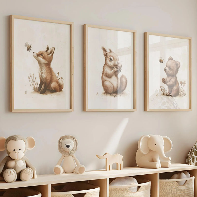 Bear Rabbit Fox Deer Squirrel  - Baby Nursery Pictures recension och pris