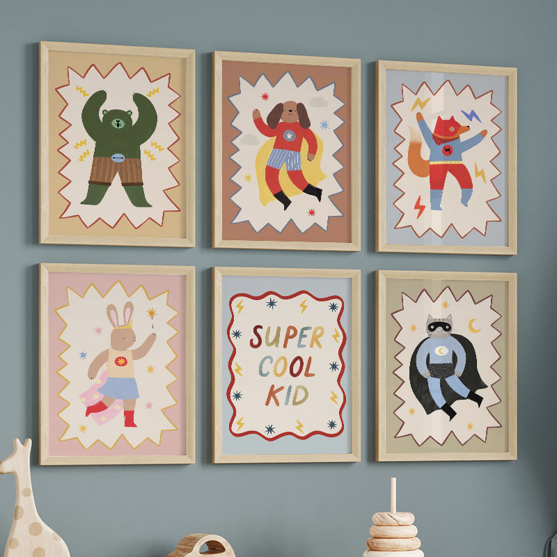 Funny Cartoon Super Cool Kid N - Baby Nursery Pictures recension och pris