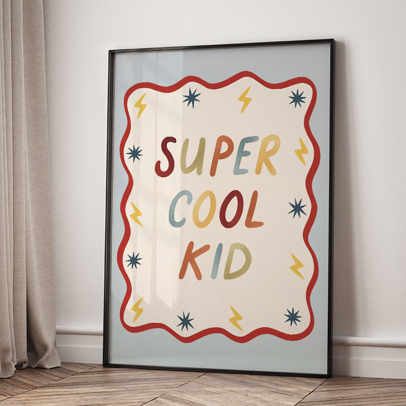 Funny Cartoon Super Cool Kid N - Baby Nursery Pictures recension och pris